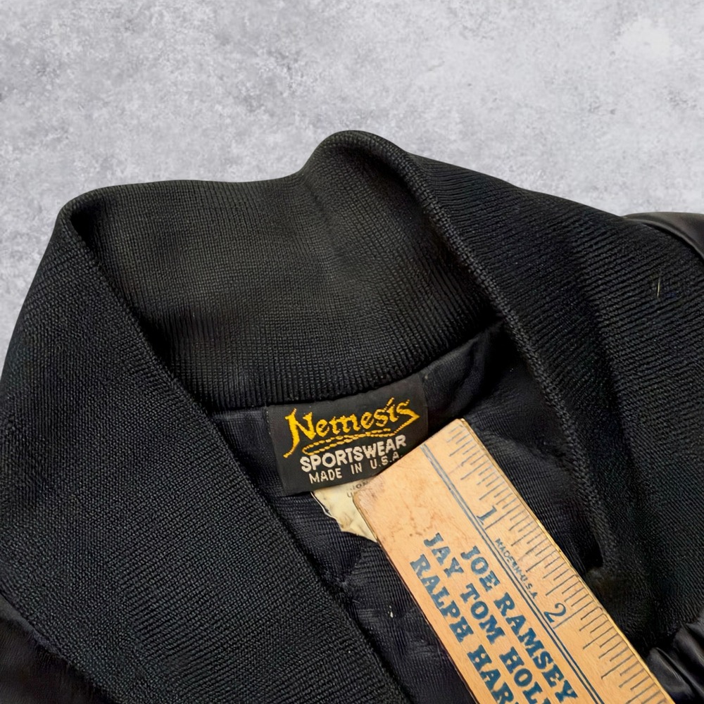 Vintage Nemesis Sportswear UA Local 706 Bomber Jacket Black Satin USA Made Large - Picture 5 of 6